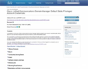 思科產(chǎn)品 CDM(通信域名管理器)存在漏洞 攻擊者可遠程入侵